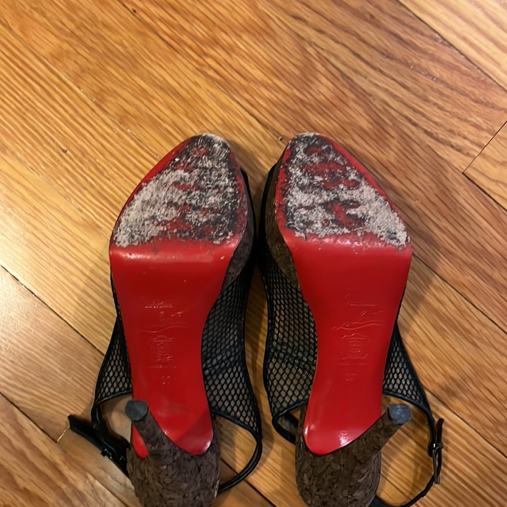 Sheer Net Sling Back Cork Heel - image 5